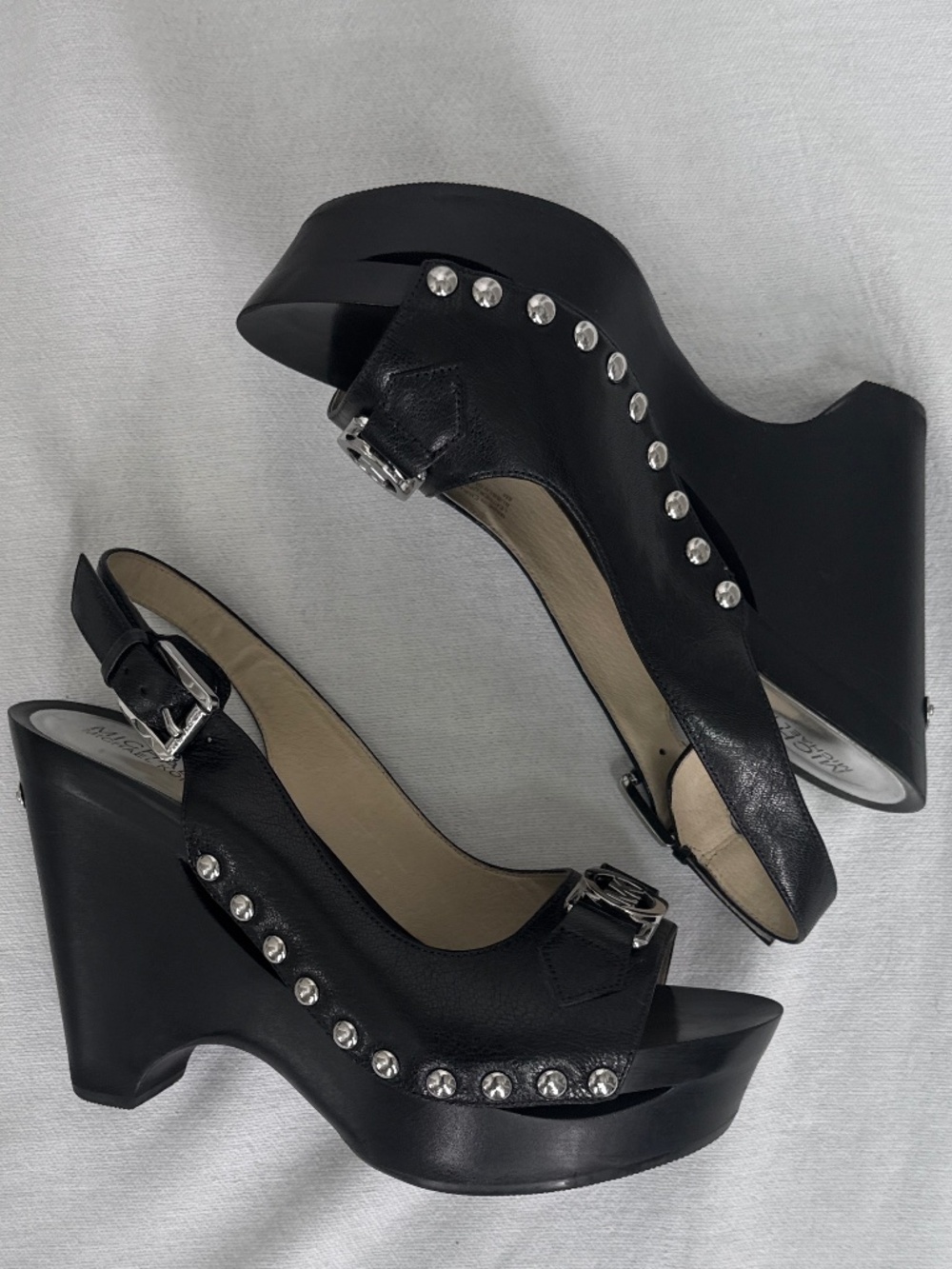 Michael Kors Leather Slingback Wedge